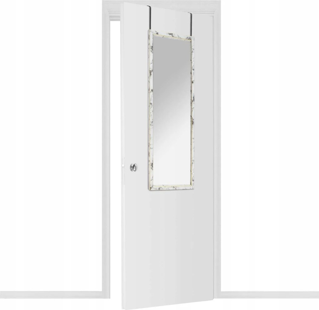Függesztett Tükör Ajtóra Fehér Keret márvány mintás