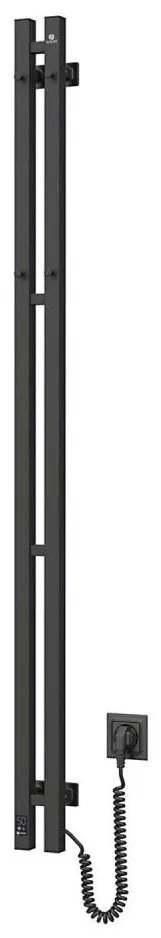 Navin Elektromos törölközőszárító termosztáttal SILOUETTE 200W/230V 150,6cm IP44 fekete jobb oldali NV0017
