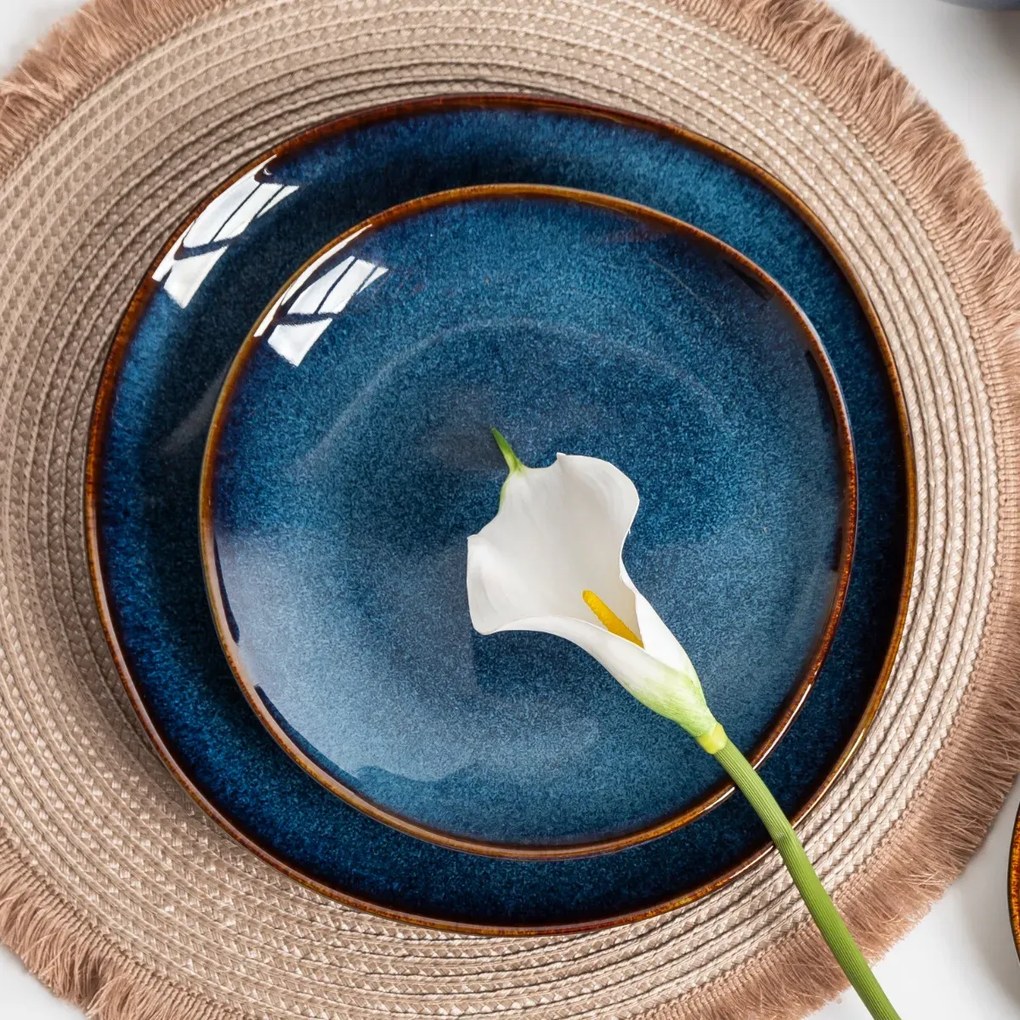 Altom Kerámia sekély tányér Reactive Navy Blue 25,5 cm