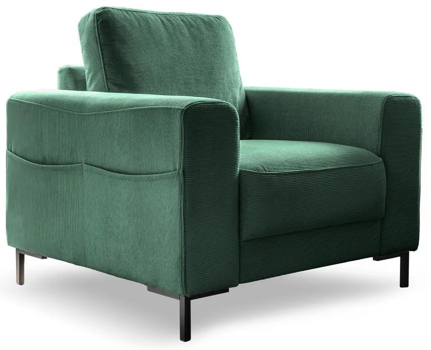 Sötétzöld kordbársony fotel Lofty Lilly – Miuform