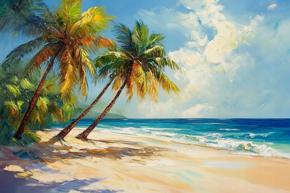 Vászonkép Canvas Tájkép Egzotikus Tengerpart Trópusok Pálmafák Óceán 60x40