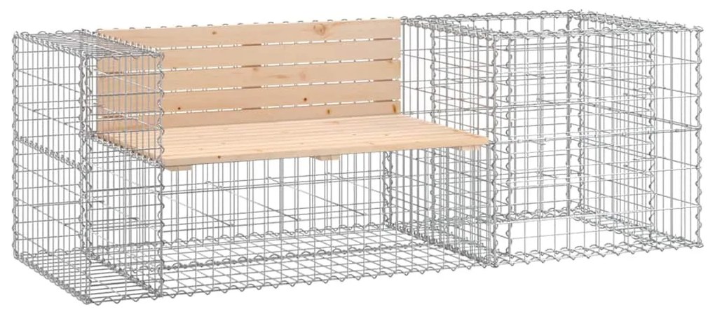 tömör fenyőfa kerti pad gabion kosárral