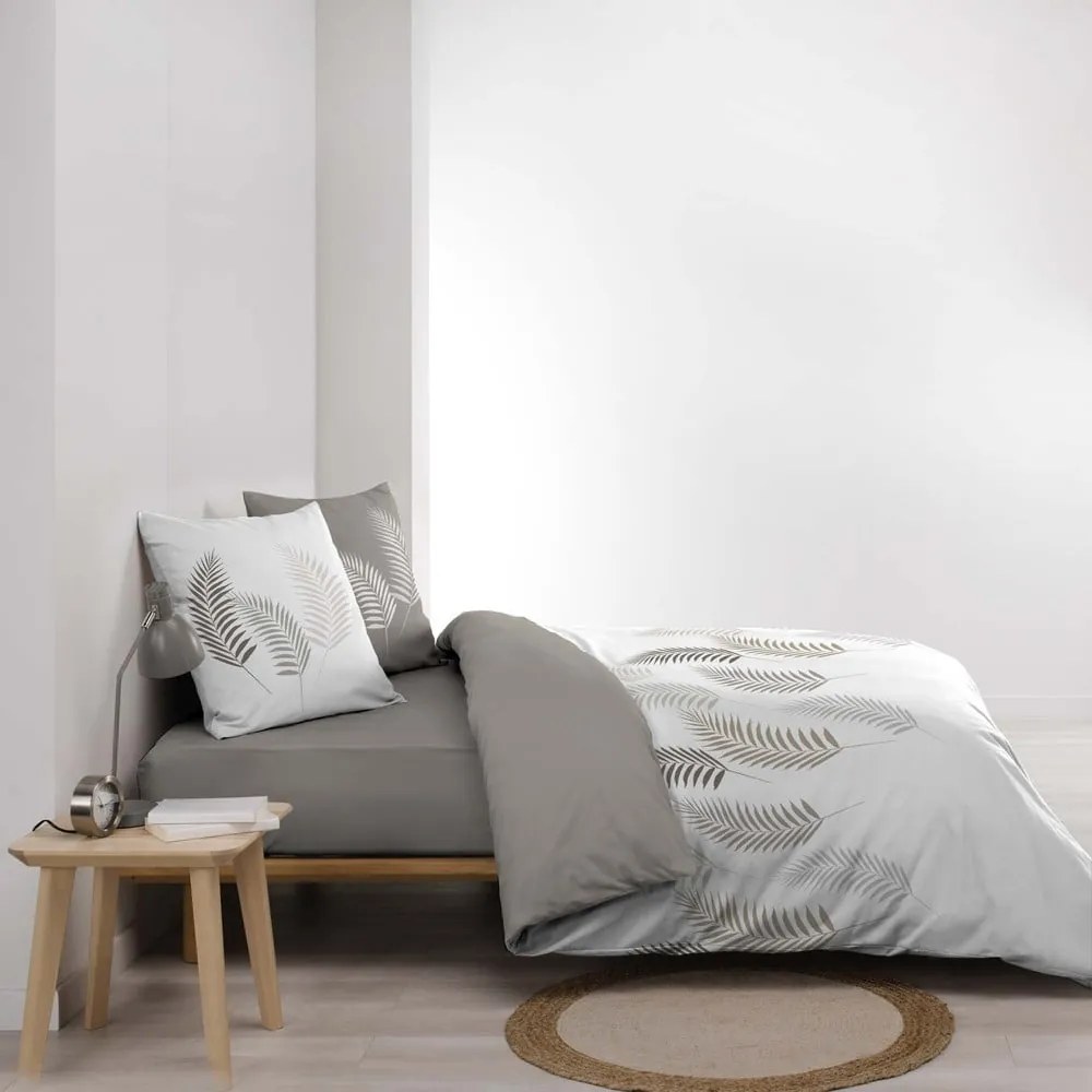 Fehér-szürke kétszemélyes pamut ágyneműhuzat 200x200 cm Goyave – douceur d'intérieur
