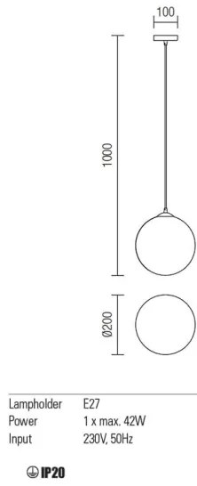 Redo 01-1064 - Csillár zsinóron OLA 1xE27/42W/230V