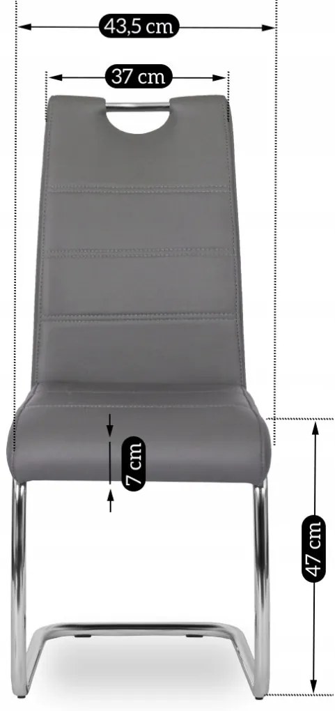 Szánkótalpas Étkezőszék Szürke Eco-bőr Kárpittal. EDER