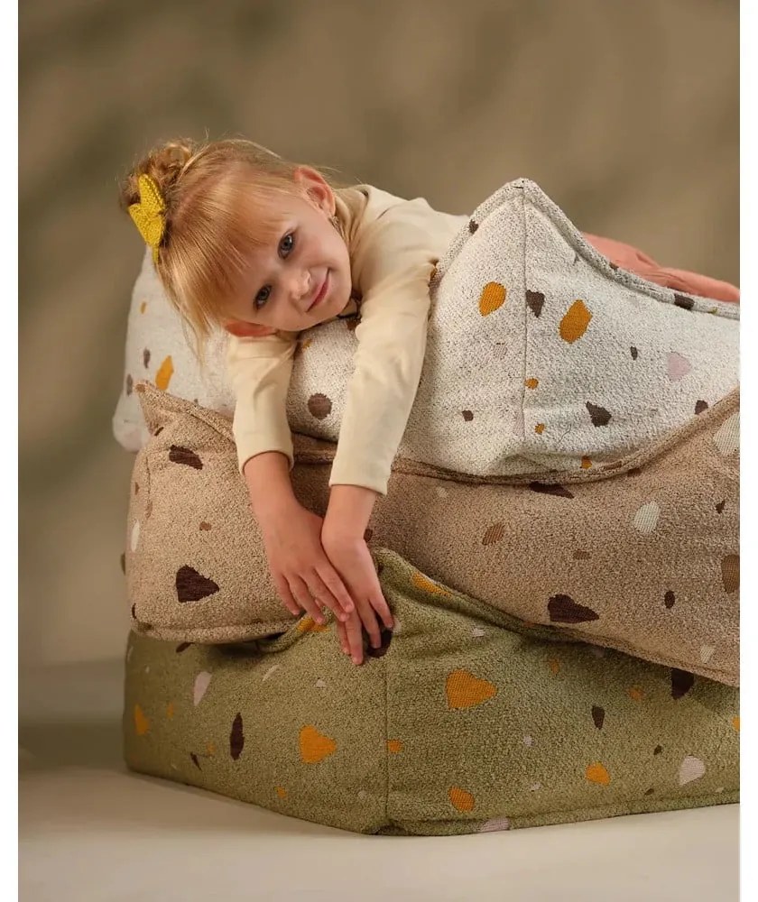 Fehér buklé-zsenília gyerek babzsákfotel Terrazzo Square – Wigiwama