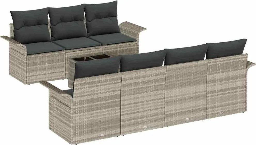 vidaXL Kerti Kanapé Szett párnával 8 pcs Világosszürke és Sötétszürke