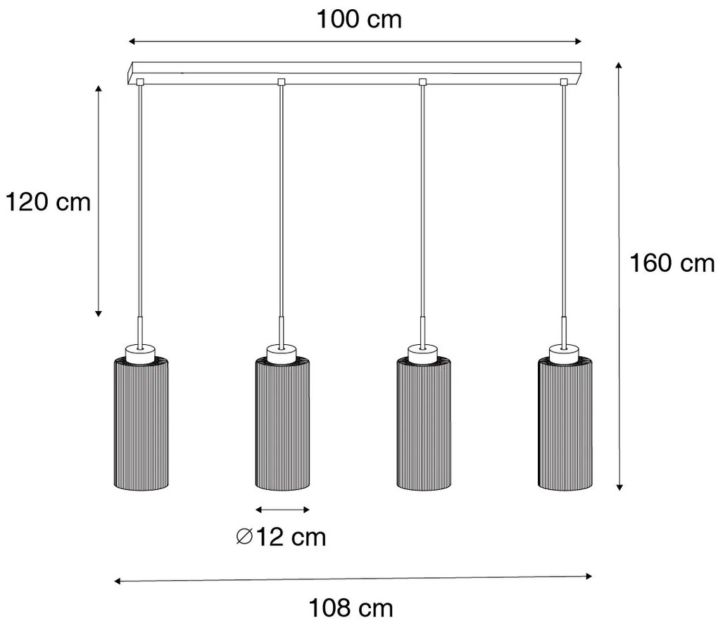 Art Deco függőlámpa arany üveggel 4 lámpás - Laura