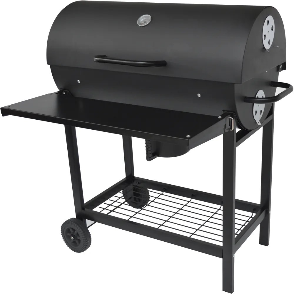 Fieldmann 71x38cm faszenes henger alakú grill