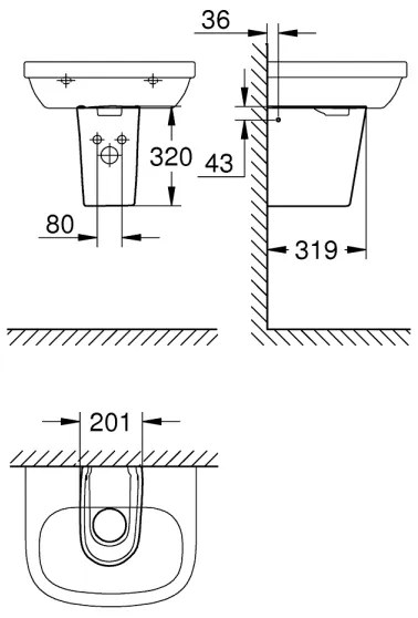 GROHE 39570000 - ESSENCE féloszlop 320 × 319 mm kerámia/fehér