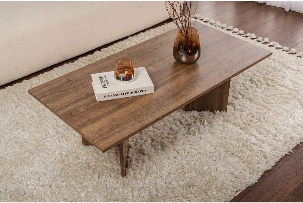 Sötétbarna dohányzóasztal diófa dekorral 60x119 cm Sabin – Kalune Design