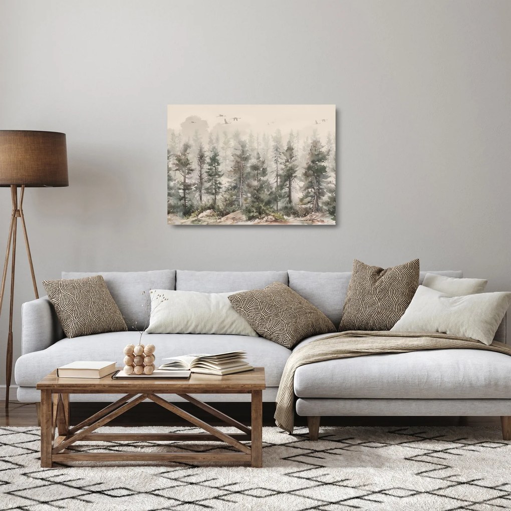 Üveg kép - Fenyőerdő I., akvárium (70x50 cm)