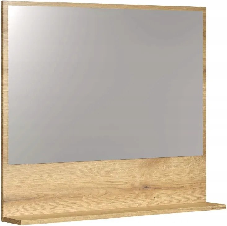 PureBliss fürdőszobai tükör 80cm polccal tölgy dekor.