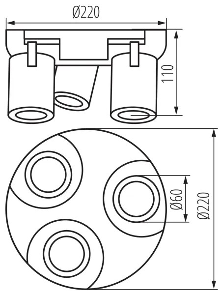 Kanlux 38963 - Spotlámpa LAURIN 3xGU10/10W/230V réz/fekete