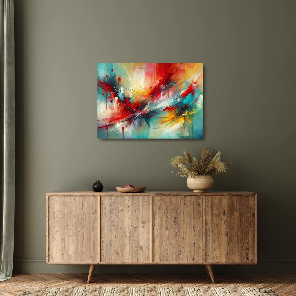 Üveg kép – Absztrakció pirossal (70x50 cm)