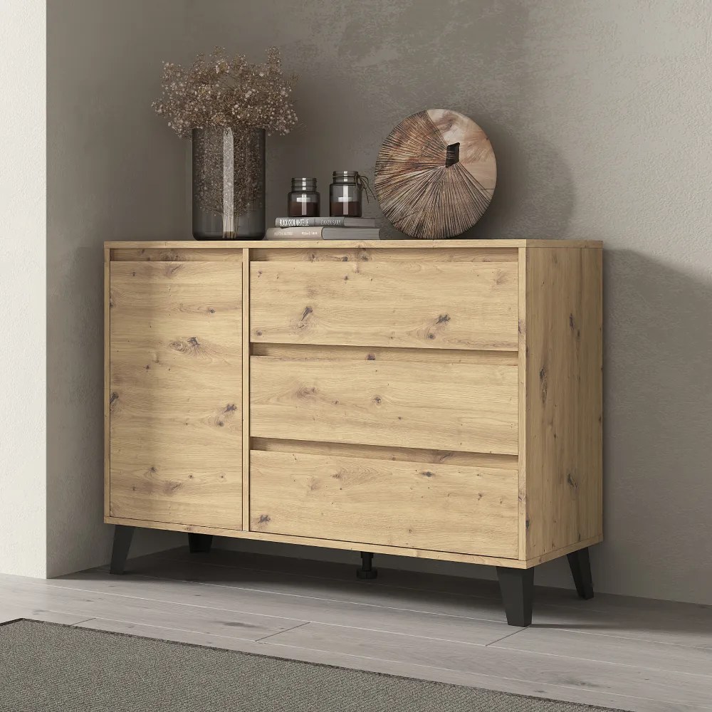 BOGAN 1D3S komód, tölgyfa artisan