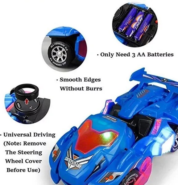 Zaparkorun DYNOCAR autóvá alakítható dinoszaurusz LED-del - Kék