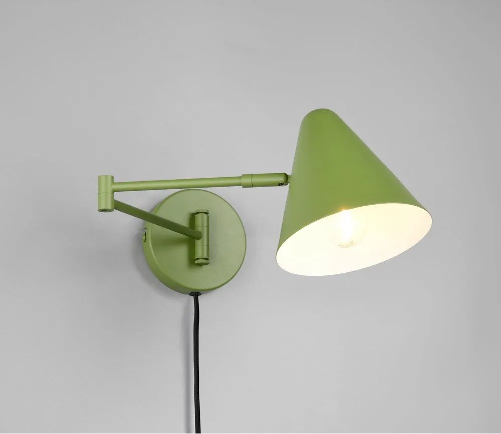 Zöld konnektorhoz csatlakoztatható fali lámpa hajlítható szerkezettel ø 15 cm Cosima – Trio