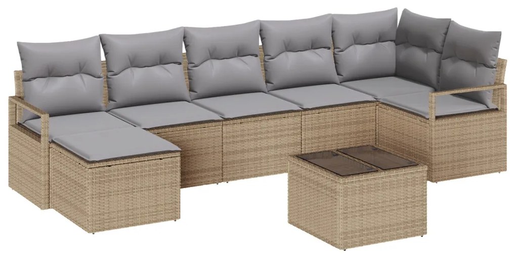8 darabos Kert Sofa Szett Párnákkal Fekete Polirattan, 2-személyes Kert Sofa Tárolóval &amp; Párnákkal Bézs Polirattan
