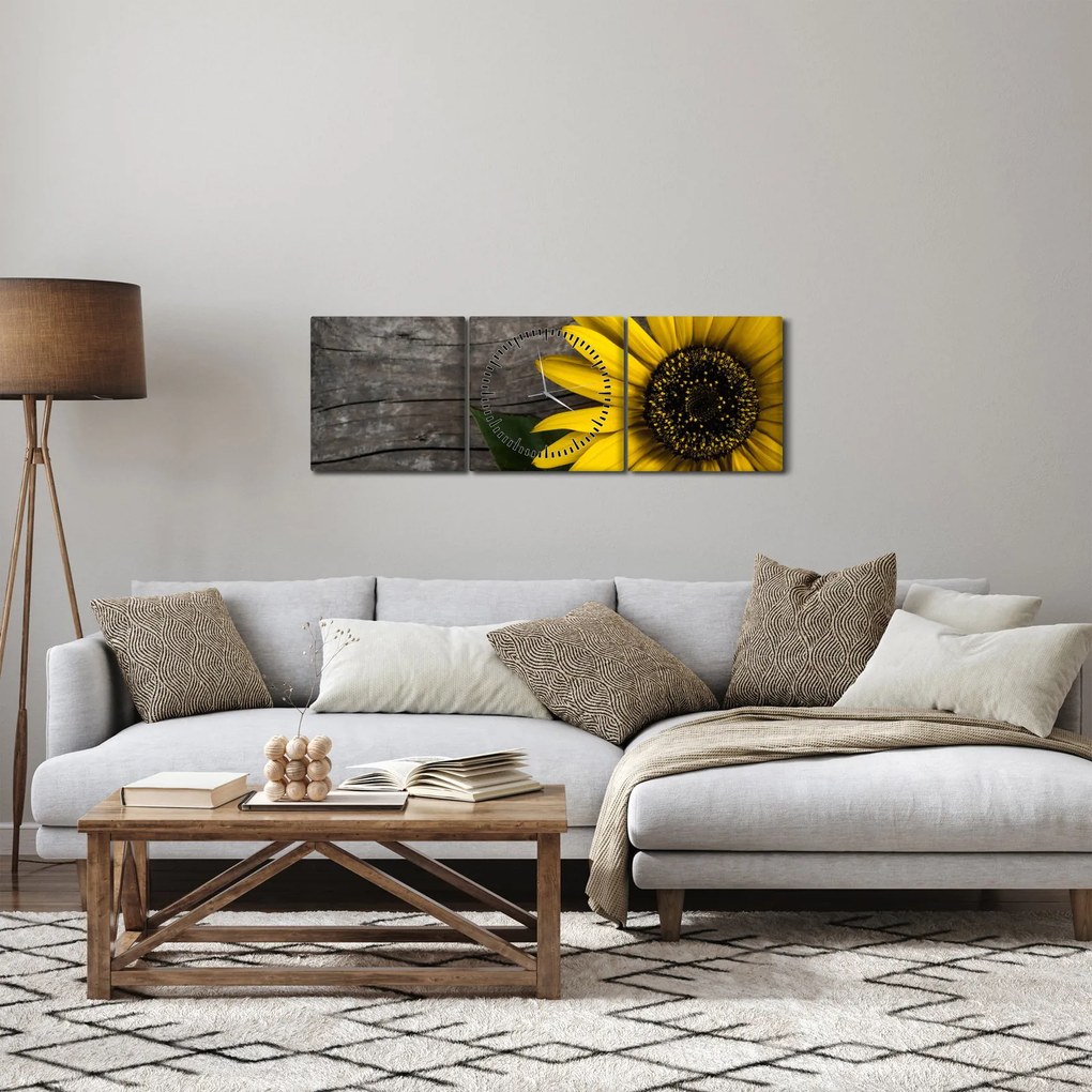 Kép - Napraforgó virága (órával) (90x30 cm)