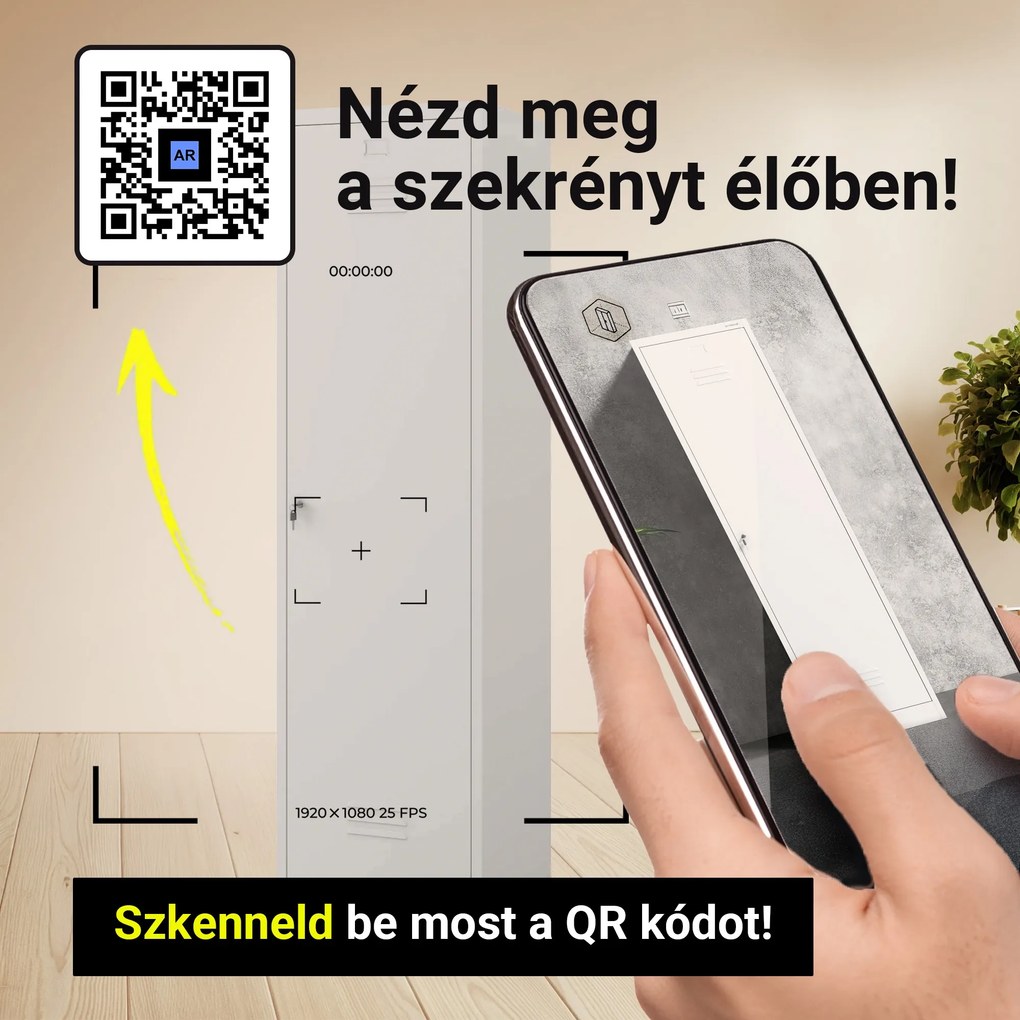 Keskeny, fehér fém tárolószekrény, 500x1850x500 mm: AGNES