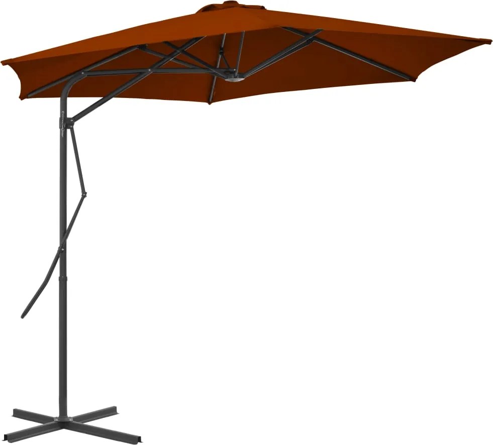 vidaXL terrakotta kültéri napernyő acélrúddal 300 x 230 cm