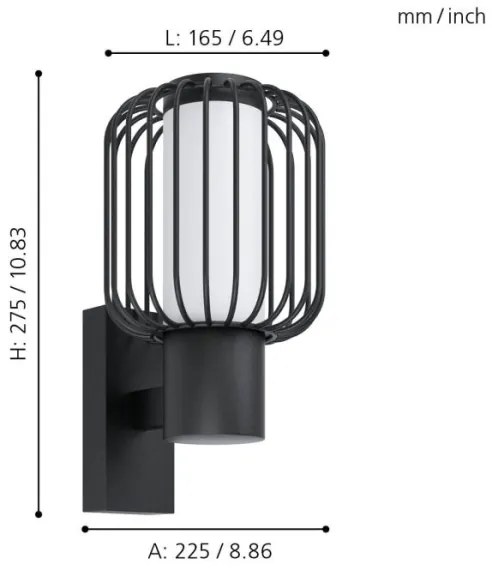 Eglo 98721 - Kültéri fali lámpa RAVELLO 1xE27/28W/230V IP44