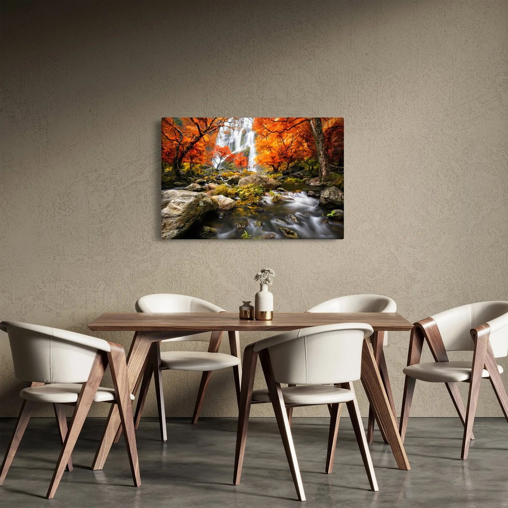 Kép - vízesések a narancssárga erdőben (90x60 cm)