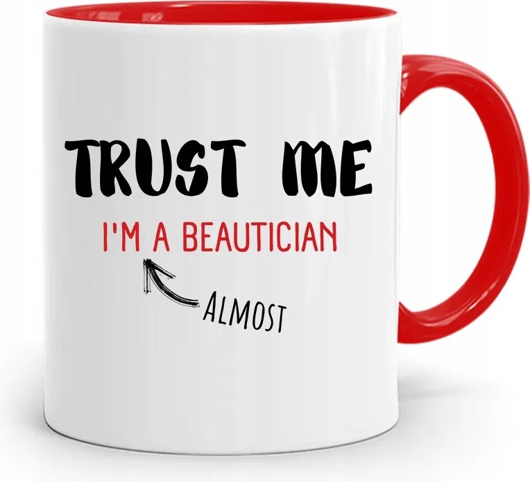 Piros Bögre Kozmetikusnak Trust Me Ajándék nyomott mintával