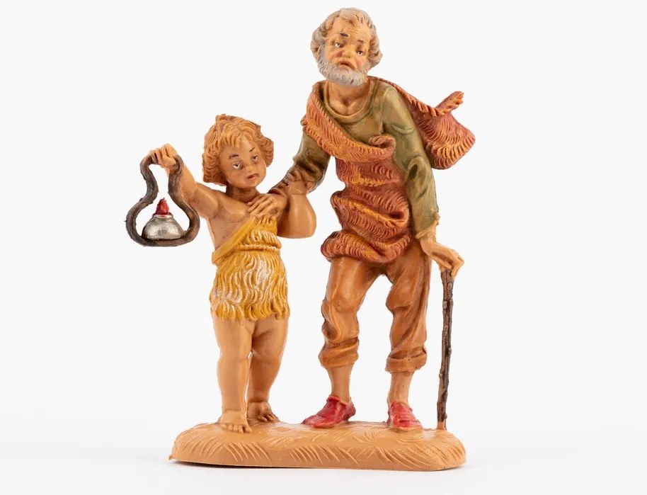 Fontanini Figura Öregember gyermekkel 10cm magas figurákhoz