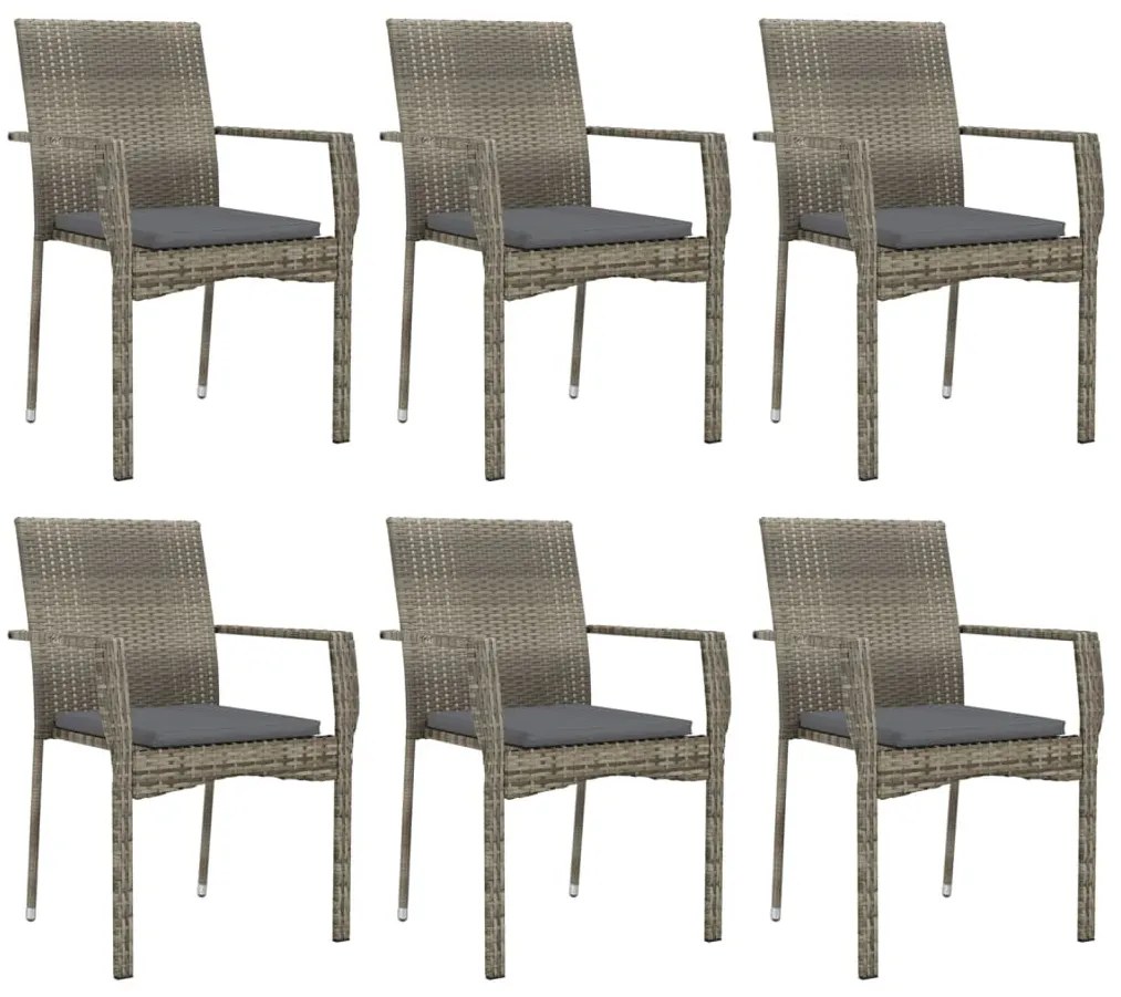 7 részes szürke polyrattan kerti étkezőgarnitúra párnával