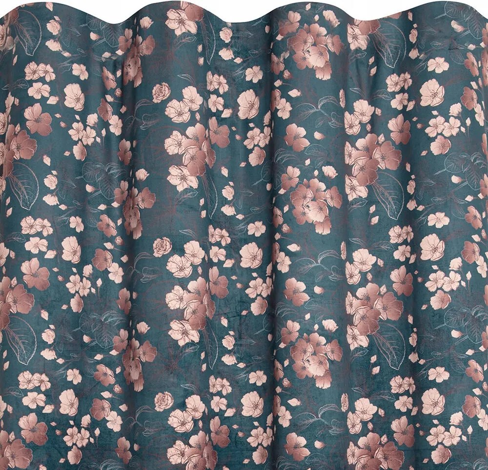 Függöny Unille virágok zöld béka mintás függöny 135 x 280 cm