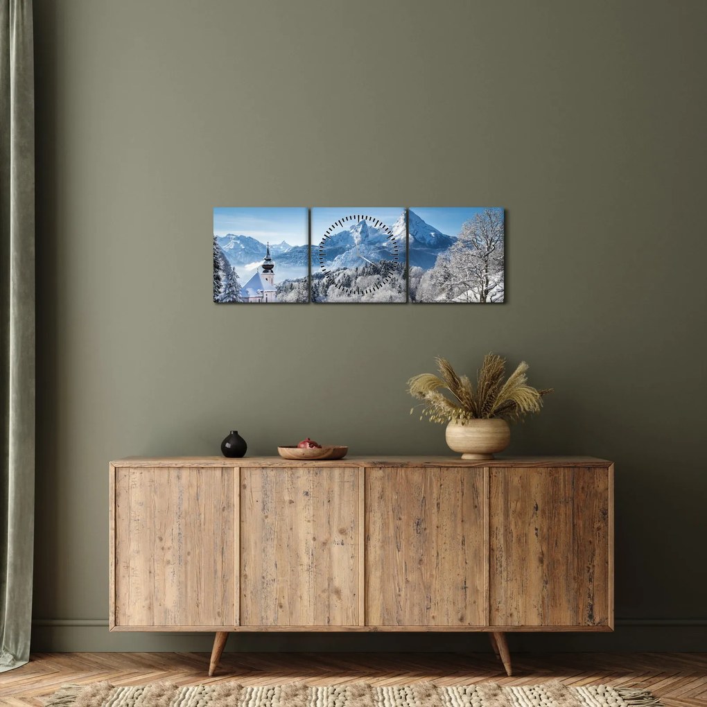 Kép - Egy pillantás a téli tájra (órával) (90x30 cm)