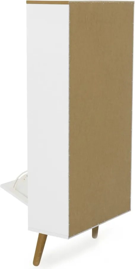 Dot fehér cipősszekrény tölgyfa dekorral, 3 billenős fiókkal - Tenzo