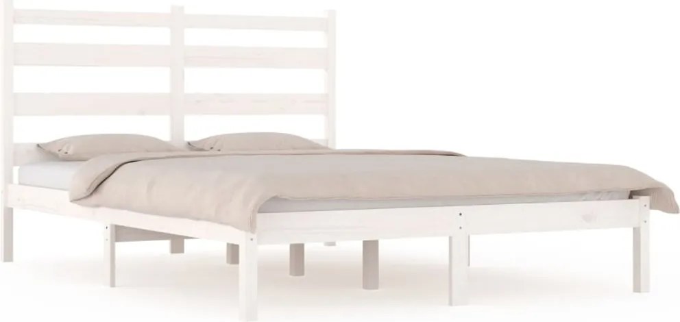 vidaXL Small Double fehér tömör fenyőfa ágykeret 120 x 190 cm