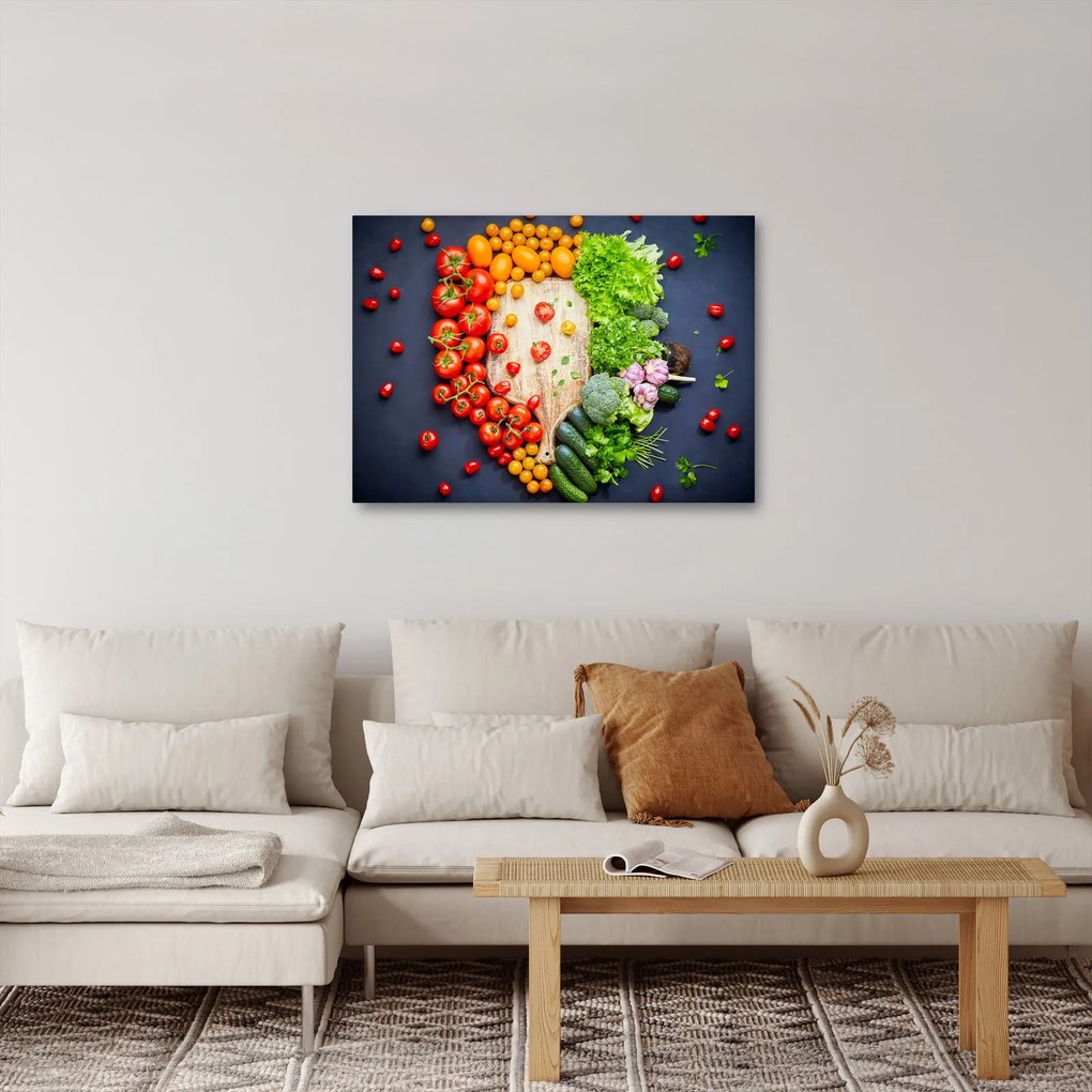 Kép - Zöldséggel teli asztal (70x50 cm)