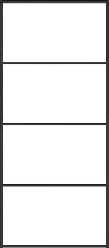 vidaXL fekete matt ESG üveg és alumínium tolóajtó 90x205 cm