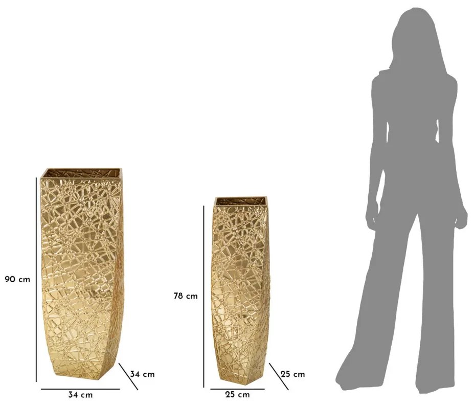 Vázatartó squer készlet 2 db 34x34x90-25x25x78cm