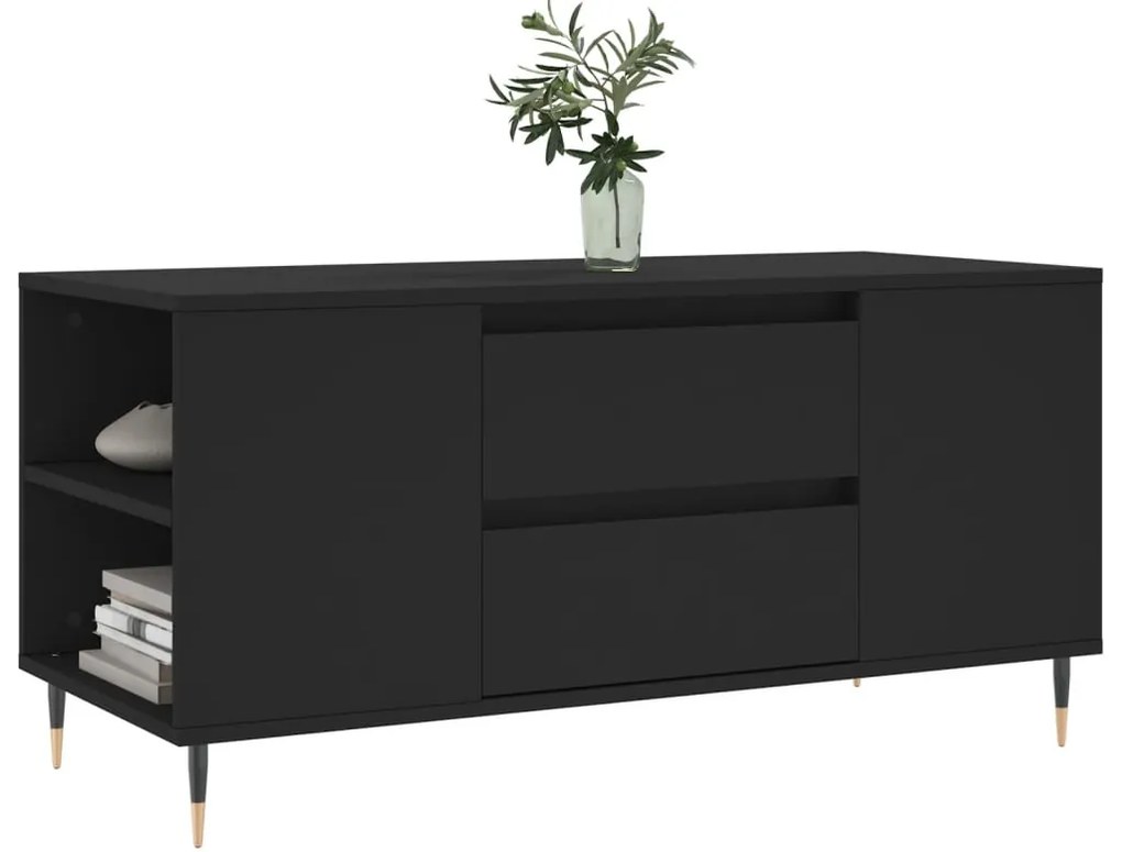 Fekete szerelt fa dohányzóasztal 102x44,5x50 cm