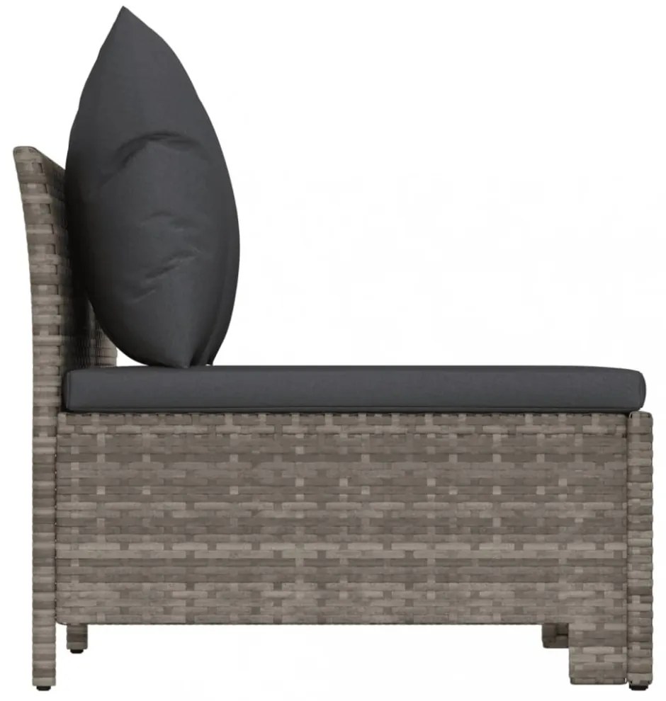 2 személyes szürke polyrattan kerti kanapé párnákkal