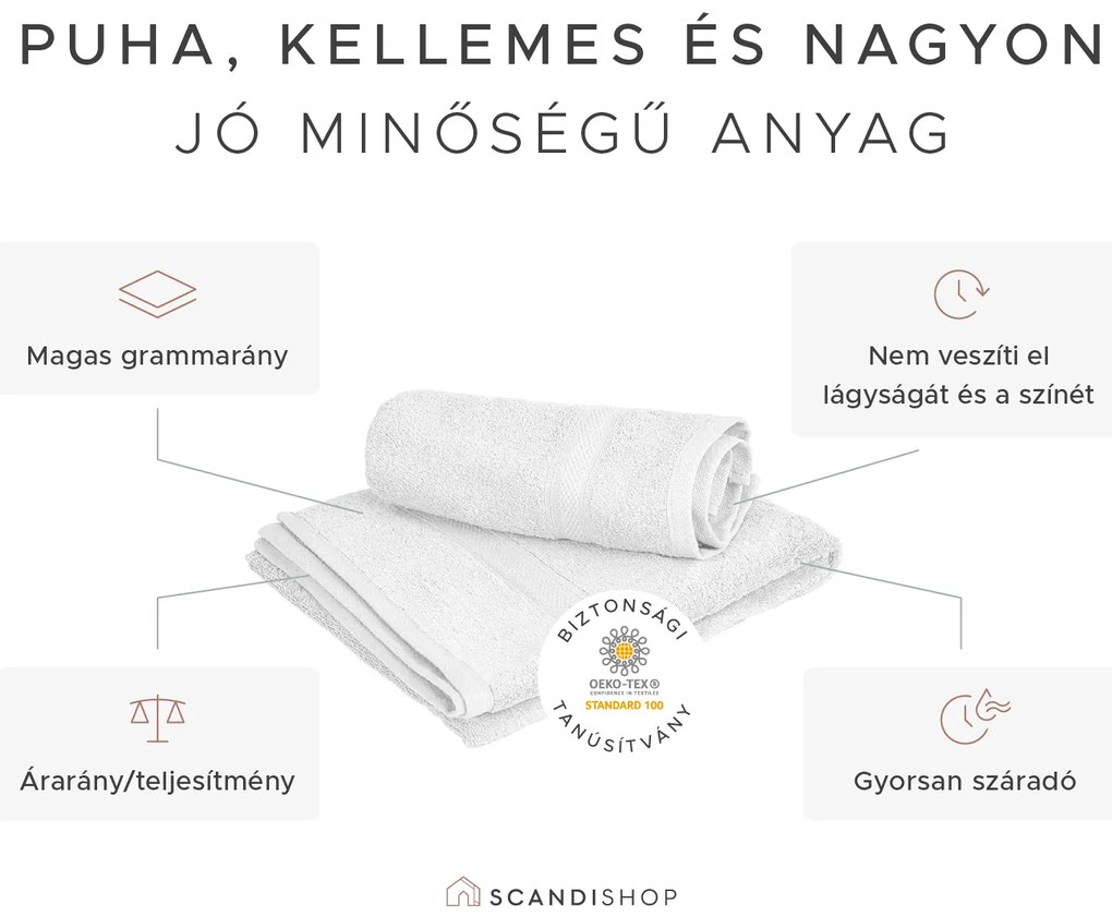 CLARYSSE ELEGANCE kéztörlő 60x110 cm fehér, 100% pamut