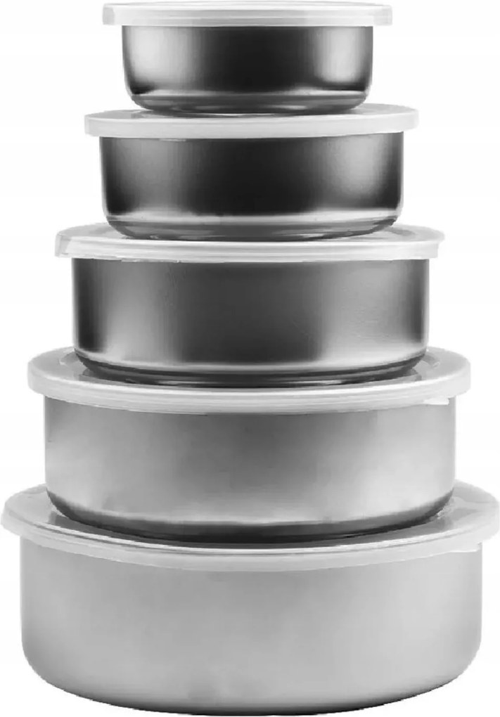 5 db-os rozsdamentes acél tál szett fedővel – frissesség a mindennapokban!