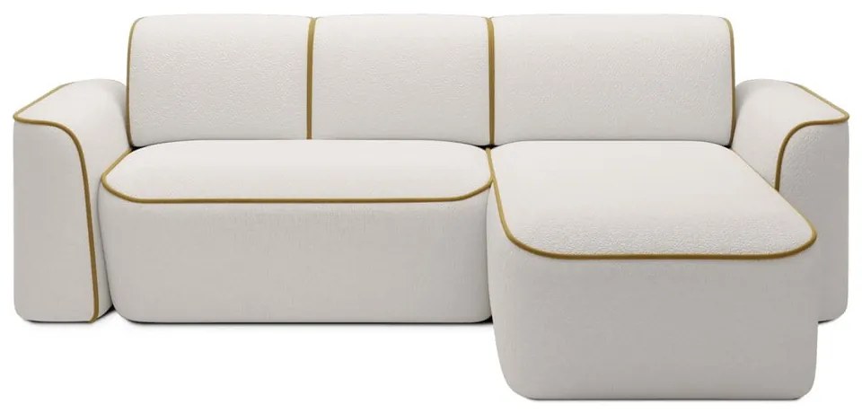 Sárga-krémszínű buklé sarokkanapé (jobb oldali-heverő résszel) Ume – ELTAP