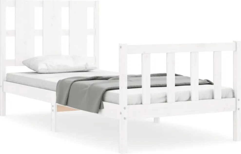 vidaXL fehér tömör fenyőfa ágykeret matrac nélkül 90 x 190 cm