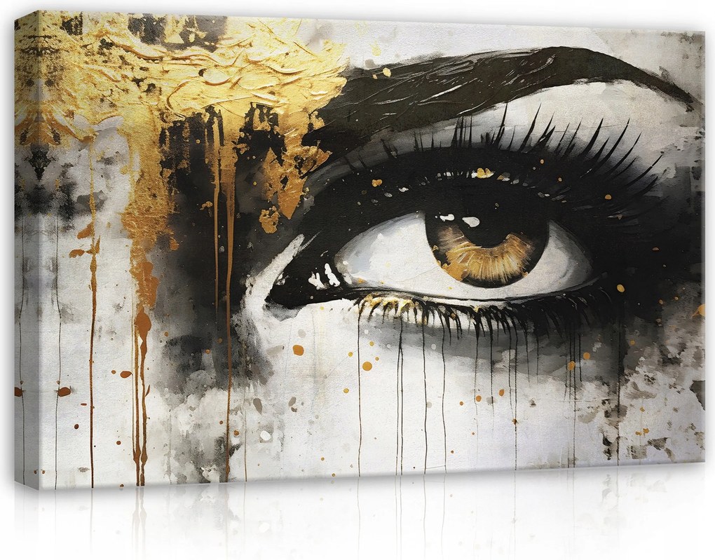 Vászonkép 120x80 Szem tekintet lélek arany könnyek érzelmek dráma absztrakt