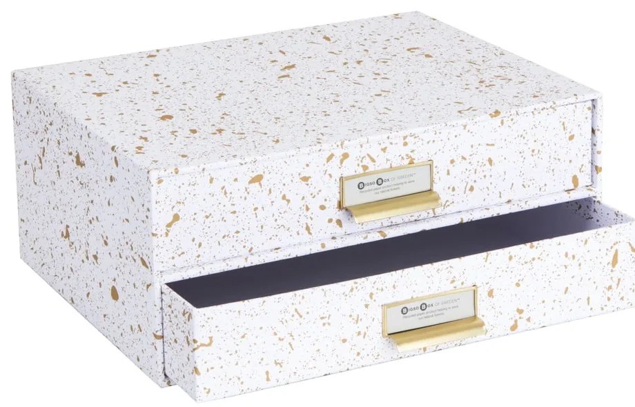 Birger aranyszínű-fehér doboz 2 fiókkal - Bigso Box of Sweden