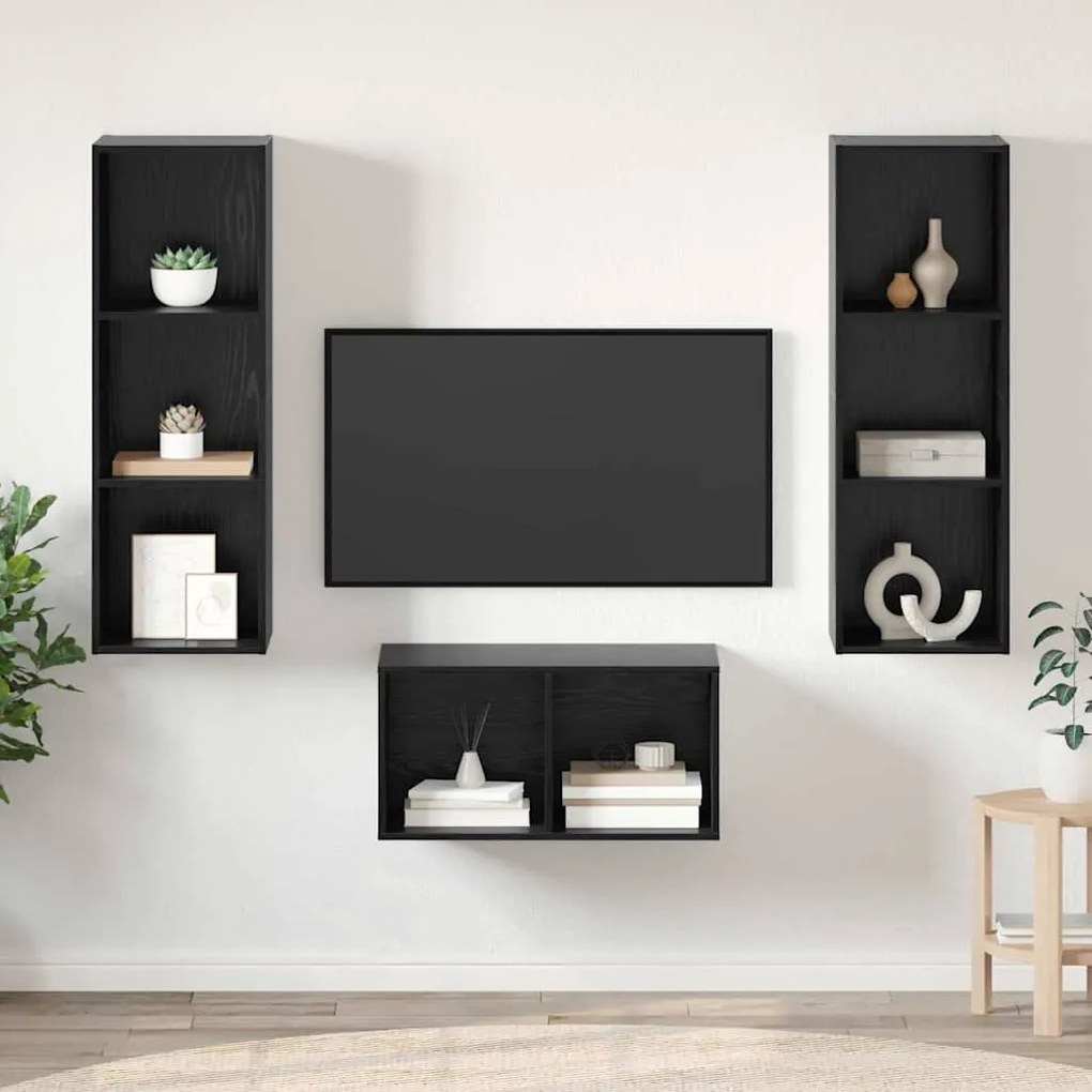 TV szekrény garnitúra Musta tammi 37 x 37 x 107 cm Faanyag