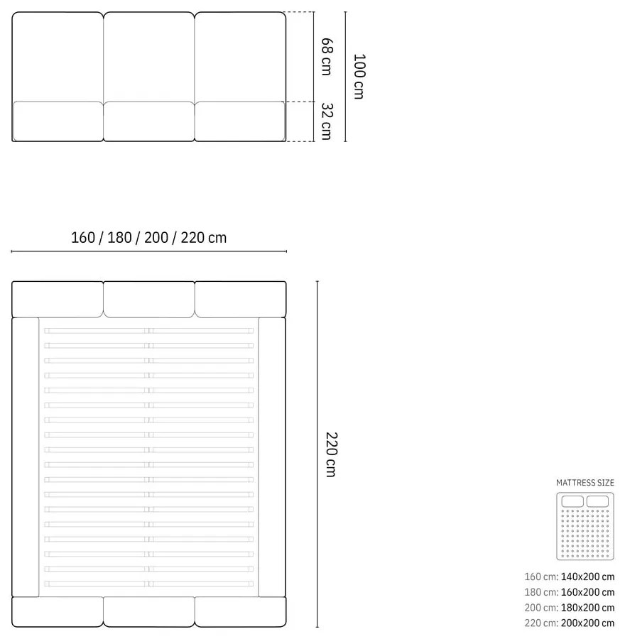 Sötétkék bársony kárpitozott ágyneműtartós franciaágy ágyráccsal 200x200 cm Brody – Mazzini Beds