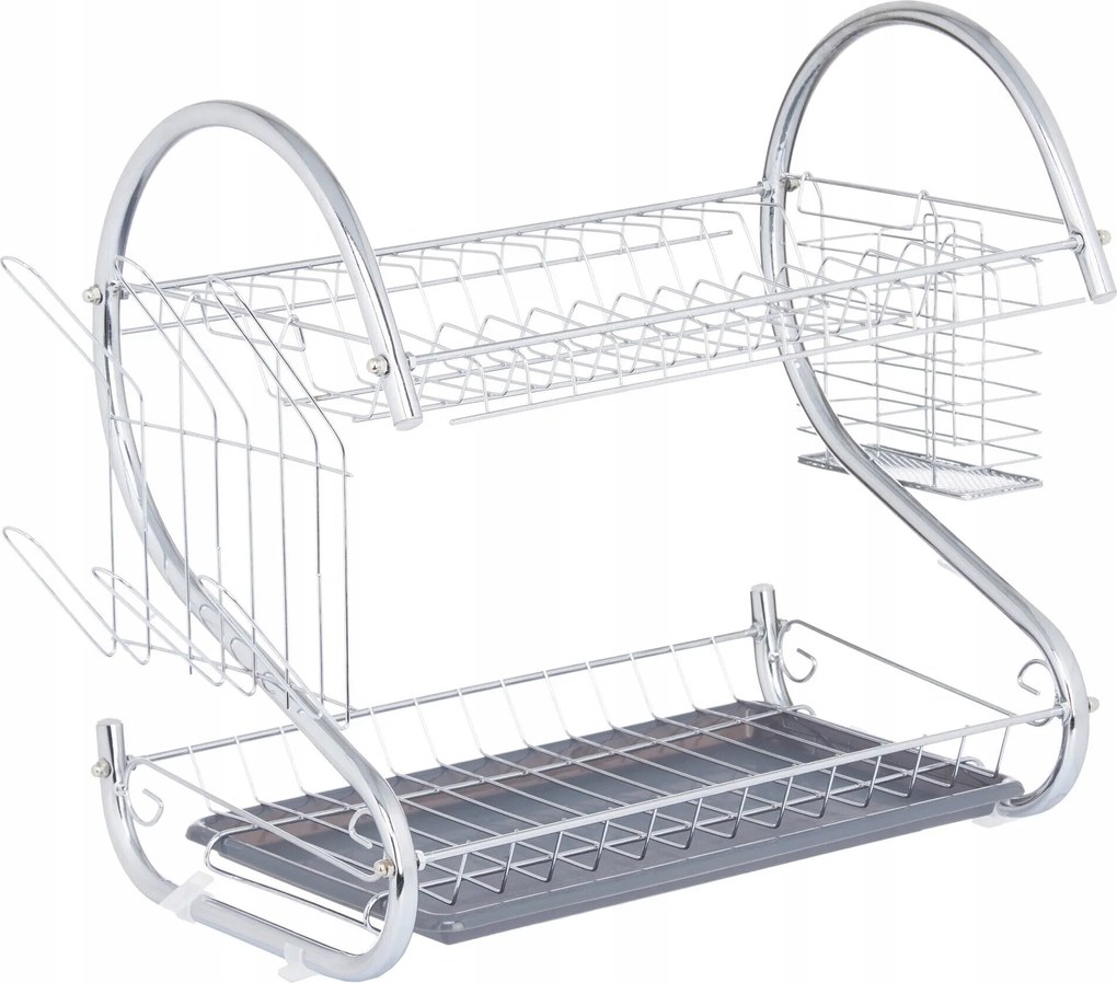 Volis Álló Edényszárító Fém Szürke 45,5X24,5X37,5 CM 2 Szint