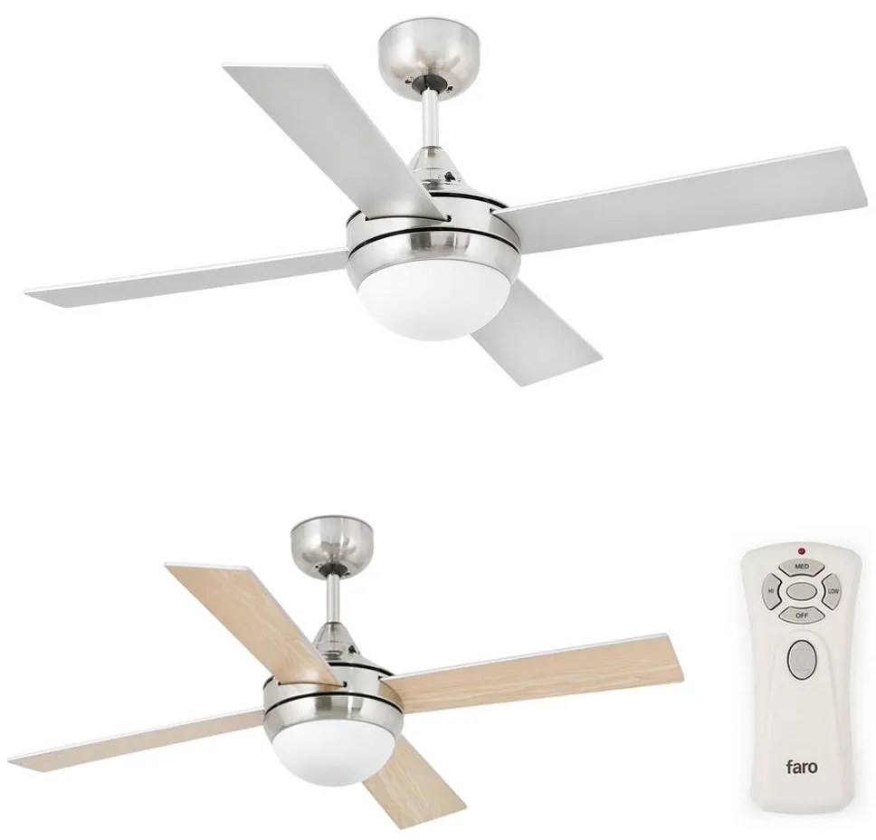 FARO Barcelona FARO 33699 - Mennyezeti ventilátor MINI ICARIA 2xE14/8W/230V króm/szürke FA33699